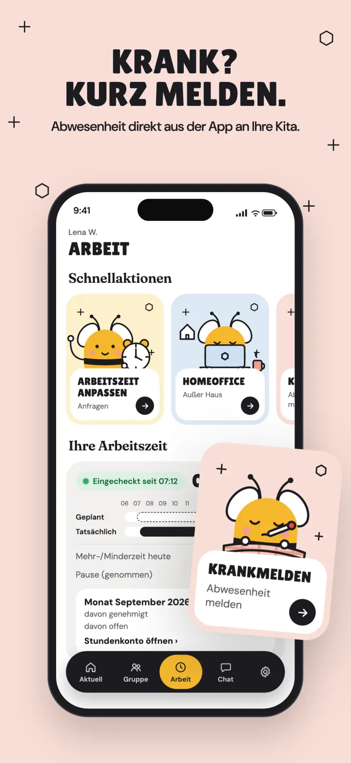 Krank? Kurz melden.: Abwesenheit direkt aus der App an Ihre Kita.