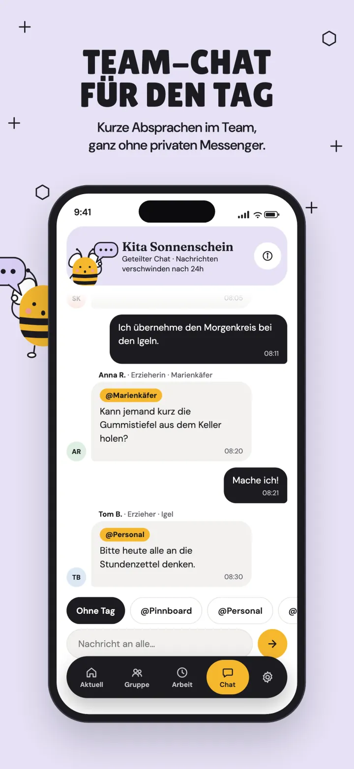 Team-Chat für den Tag: Kurze Absprachen im Team, ganz ohne privaten Messenger.