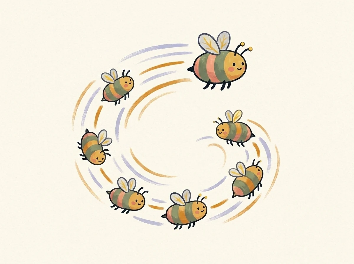 Bienenschwarm in koordinierter Formation - symbolisiert Personalorganisation