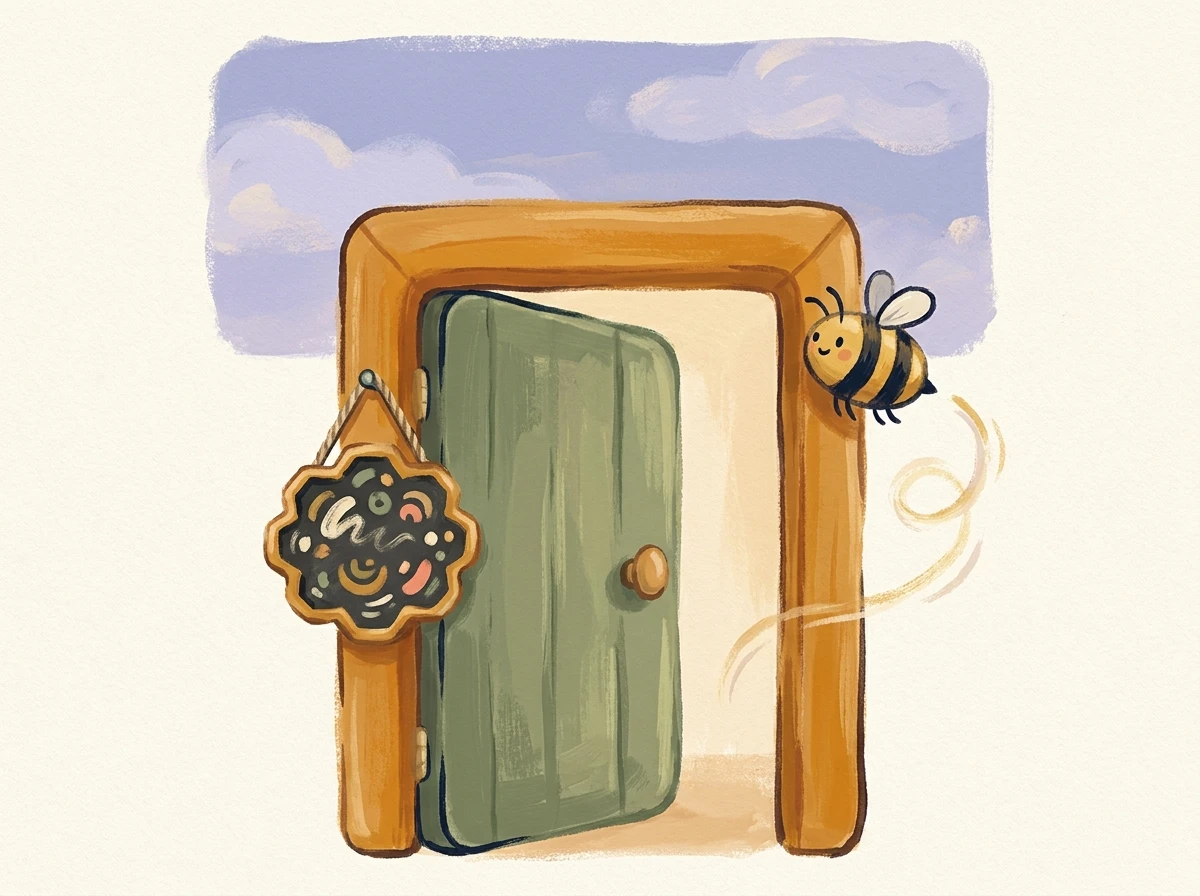 Kita door with open sign