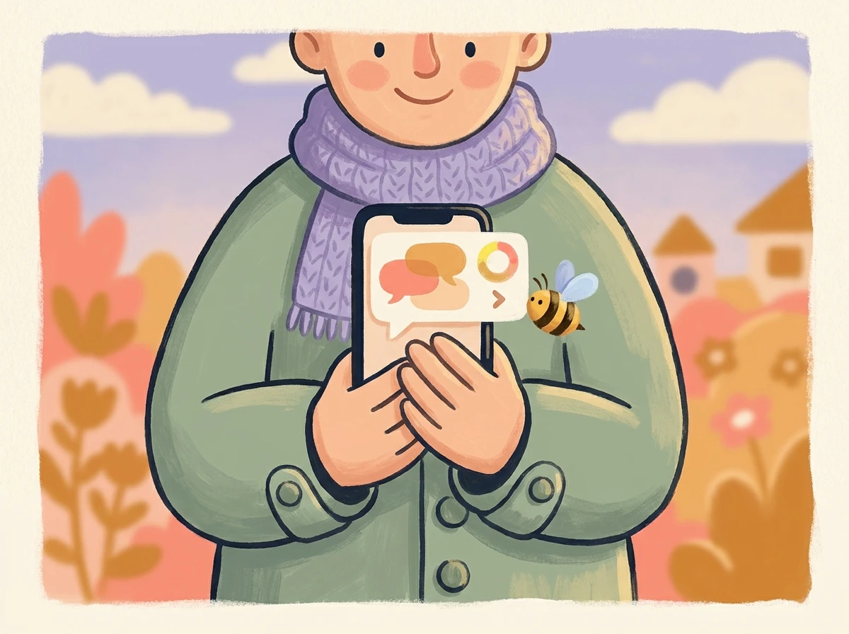 Parent holding the app reading messages and Kita status